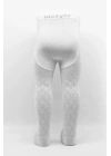 Bistyle Tekli Ekose Kabartma Penye Külotlu Çorap BS50105 Beyaz