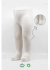 Bistyle Tekli Ekose Kabartma Penye Külotlu Çorap BS50105 Ekru