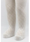 Bistyle Tekli Ekose Kabartma Penye Külotlu Çorap BS50105 Ekru