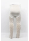 Bistyle Tekli Ekose Kabartma Penye Külotlu Çorap BS50105 Ekru