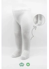 Bistyle Tekli Zikzak Kabartma Penye Külotlu Çorap BS50108 Beyaz