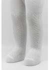 Bistyle Tekli Zikzak Kabartma Penye Külotlu Çorap BS50108 Beyaz