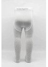 Bistyle Tekli Zikzak Kabartma Penye Külotlu Çorap BS50108 Beyaz