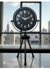 ® Black Luxury Modern Üç Ayaklı Metal Masa Saati