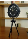 ® Black Luxury Modern Üç Ayaklı Metal Masa Saati