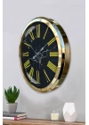 ® Black Marble Gold 52 Cm Metal Duvar Saati