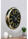 ® Black Marble Gold 52 Cm Metal Duvar Saati