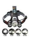 Boruit T6 Kafa Feneri 5000 Lumens 3xcree Xm-t6+2r5 Lamba Led Kamp Lambası