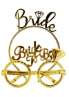 Bride Yazılı Taç ve Bride To Be Yazılı Gözlük Seti - Altın Renk