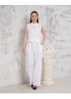 Broşlu yelek pantolon takım beyaz s255821
