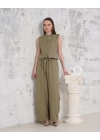 Broşlu yelek pantolon takım haki s255821