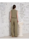 Broşlu yelek pantolon takım haki s255821