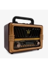 ®  Büyük Boy Telefon Tutma Saplı Retro Ahşap Tasarım Bluetooth Hoparlörlü Radyo – FM/AM Destekli, Şarjlı ve Taşınabilir Radyo NS-8077