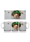 Çatlak Duvarda St. Patrick Şapkalı Sevimli Sincap – Baskılı Kahve Kupası