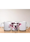 Çatlak Pembe Zeminden Bakan Sevimli Beyaz Köpek - Baskılı kahve kupası