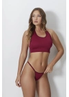 Kadın Bordo Ayarlanabilir Tanga Külotlu Büstiyer Takım
