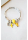 Çelik Charmlı Kaktüs Bilezik - Sarı