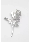 Çelik Gül Broş - Gümüş