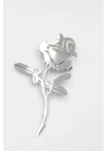 Çelik Gül Broş - Gümüş