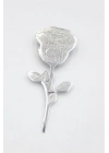 Çelik Gül Broş - Gümüş