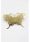 Çelik Kelebek Broş - Altın