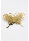 Çelik Kelebek Broş - Altın