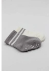 ®   Çemberli Kaymaz Soket Çorap 2Li BS10125 Gri Ekru