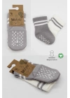 ®   Çemberli Kaymaz Soket Çorap 2Li BS10125 Gri Ekru
