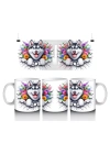 Çiçek Taçlı Gülümseyen Husky Deseni – Baskılı Kahve Kupası