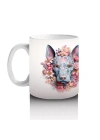 Çiçeklerden Oluşmuş Renkli Köpek Kafaları (Simetrik) - Baskılı kahve kupası