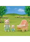 ® Çiçekli Kedi Baba ve Bebek Arabası Seti
