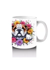 Çiçekli Taç Takmış Bulldog İllüstrasyonu – Baskılı Kahve Kupası