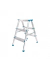 Çift Basamaklı Alüminyum Metal Merdiven Yükseklik 69cm Baş Genişlik 8cm