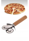 Çift Başlıklı Ahşap Saplı Pizza Kesici Hamur Kesici