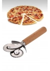 Çift Başlıklı Ahşap Saplı Pizza Kesici Hamur Kesici