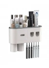Çift Dispenserli Diş Macunu Sıkacağı 6 Fırçalık Bardaklı Banyo Organizer