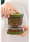 Çift Taraflı Süzgeçli  Kapaklı Zeytinlik - Suyu Süzen Zeytin Turşu Saklama Kabı