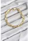 CM Kalın Zincir Model Gold Renk Pirinç Kadın Bileklik