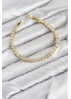 CM Şerit Model Zirkon Taşlı VIP Seri Gold Renk Pirinç Kadın Bileklik