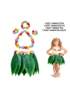 Çocuk Hawaii Kostüm Seti - Yaprak Etek & Hawaii Set - 5 Parça