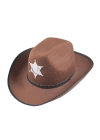 Çocuk Kovboy Şapkası - Vahşi Batı Kovboy Şerif Şapkası Kahve Renk