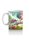 Çocuklara Sütü Sevdiren Çiçekli Taçlı Sevimli Unicorn Desenli Kupa Bardak
