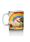 Çocuklara Sütü Sevdiren Duvara Gökkuşağı Çizen Sevimli Dinozor Desenli Kupa Bardak