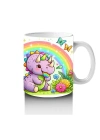 Çocuklara Sütü Sevdiren Gökkuşağı Şekerli Sevimli Dinozor Desenli Kupa Bardak