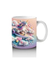 Çocuklara Sütü Sevdiren Gökkuşağında Sörf Yapan Unicorn Desenli Kupa Bardak
