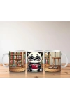 Çocuklara Sütü Sevdiren Kitap Okuyan Sevimli Panda Desenli Kupa Bardak