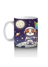 Çocuklara Sütü Sevdiren Uzay Kaşifi Sevimli Köpek Desenli Kupa Bardak