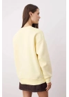 3 iplik şardonlu bisiklet yaka sweatshirt sarı