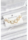 ÇOK SATAN 316L Çelik Gold Beyaz Renk 3 Boy Yonca Küpe Seti