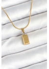 ÇOK SATAN 316L Çelik Gold Renk Mini Külçe Altın Model Kolye
